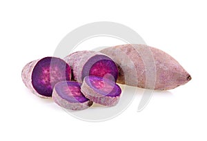 Purple yams on isolated white background