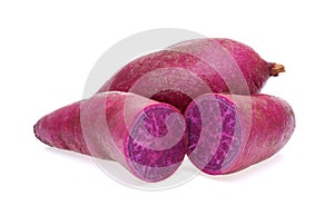 Purple yams on isolated white background