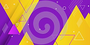 Purple and yellow background. Color gradient backgrounds, abstract geometric triangle patterns, vector trendy line design. Simple