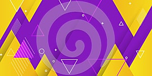 Purple and yellow background. Color gradient backgrounds, abstract geometric triangle patterns, vector trendy line design. Simple