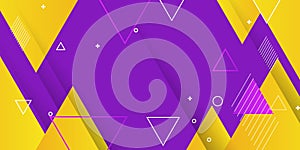 Purple and yellow background. Color gradient backgrounds, abstract geometric triangle patterns, vector trendy line design. Simple