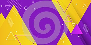 Purple and yellow background. Color gradient backgrounds, abstract geometric triangle patterns, vector trendy line design. Simple