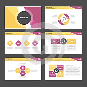 Purple yellow Infographic elements icon presentation template flat design set for advertising marketing brochure flyer