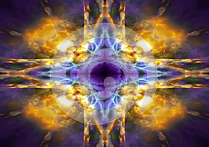 Purple and yellow kaleidoscope star