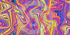 Purple and yellow psychedelic seamless marble pattern with hallucination swirls photo