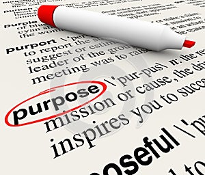Purpose Dictionary Definition Word Objective Mission Deliberate