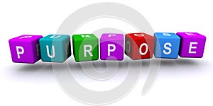 Purpose word block on white