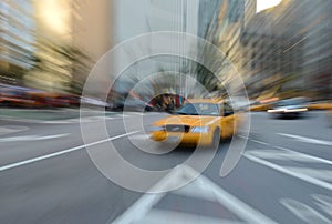 Purposely Blurred taxi cabs in NYC photo