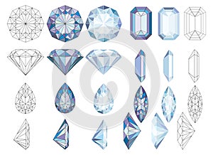 Purpule Diamond Crystals Vector Clip Art photo