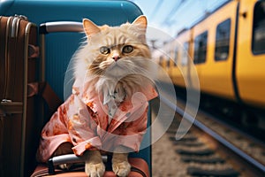 Purr fect vacation Cat travel concept brings humor and amusement