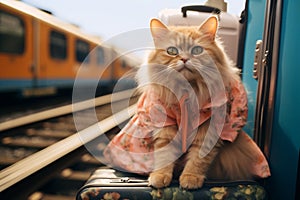 Purr fect vacation Cat travel concept brings humor and amusement