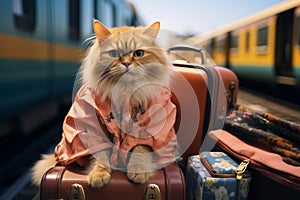 Purr fect vacation Cat travel concept brings humor and amusement