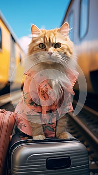 Purr fect vacation Cat travel concept brings humor and amusement