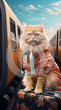 Purr fect vacation Cat travel concept brings humor and amusement