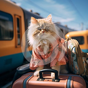 Purr fect vacation Cat travel concept brings humor and amusement