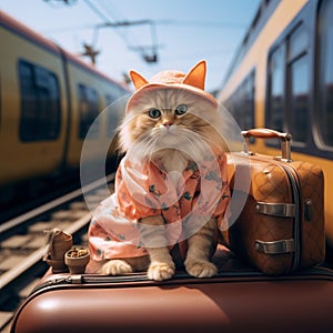 Purr fect vacation Cat travel concept brings humor and amusement