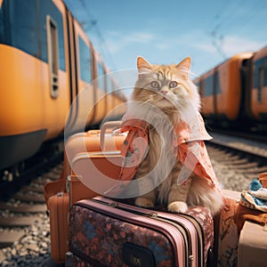 Purr fect vacation Cat travel concept brings humor and amusement