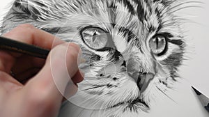 Purrfect Pencil Portrait: A Feline Sketch