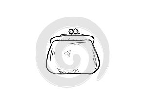 Purse doodle icon vector with