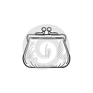 Purse hand drawn sketch icon.