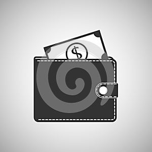 Purse and money icon vector