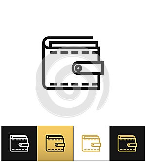 Purse or money wallet linear vector icon