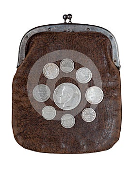 Purse with old silver coins