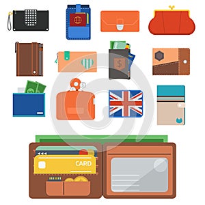 Purse wallet vector money shopping buy business financial wallets