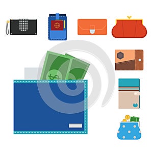 Purse wallet vector money shopping buy business financial wallets payment bag and wallet accessory trendy cash wealth