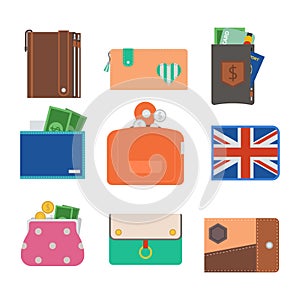 Purse wallet vector money shopping buy business financial wallets payment bag and wallet accessory trendy cash wealth