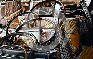 Purses and handbags on display photo