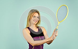 In Pursuit of Good Health. Girl tennis player. Sport competition. Woman athlete play tennis court. Scoring system