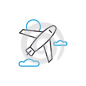 Pursuit plane vector thin line stroke icon. Pursuit plane outline illustration, linear sign, symbol concept.