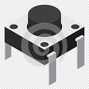 Push button electronic component. Push button icon. Isometric push button. Isometric electronic component. Vector illustration