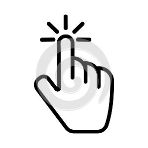 Push button. Hand icon on white background. Cursor of computer mouse. Vector illustration. EPS 10