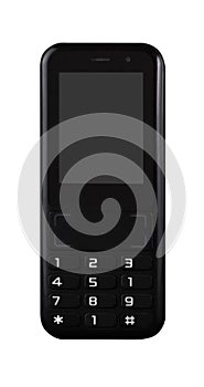 Push-button mobile phone, isolated on white background