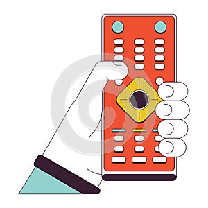Push button remote control linear cartoon character hand illustration
