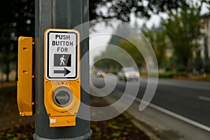 Push button to cross the intersection in the suburban