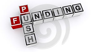 Push funding word block on white