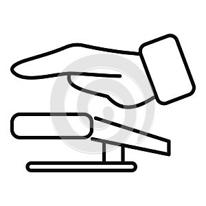 Push palm scanning icon outline vector. Security system