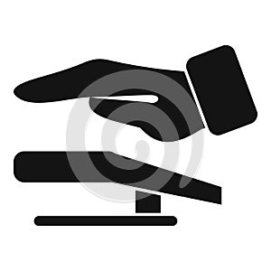 Push palm scanning icon simple vector. Security system