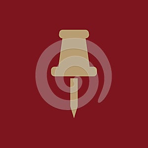 The push pin icon. Memo and note, attachment symbol. Flat