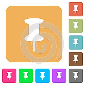 Push pin rounded square flat icons