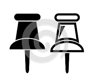 simple vector Set 2 Push Pin, isolated on white