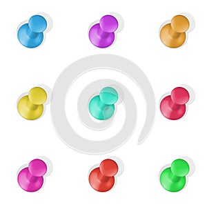 Push pins icon set.