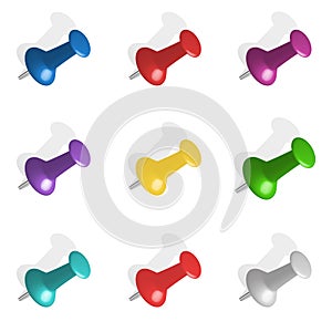 Push pins icon set.