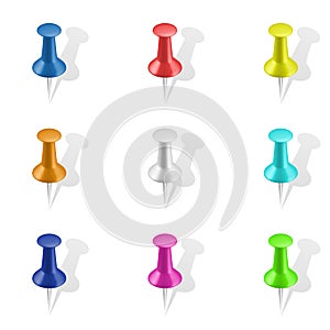 Push pins icon set.