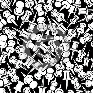 Push pins monochrome seamless background, vector