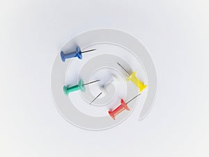 Push pins multicolor isolated on white background