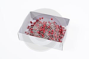 Push pins on white background